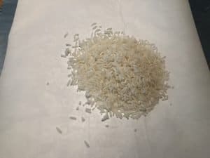 instant rice sitting on parchment paper