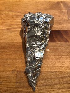 stuffed cone wrapped in foil