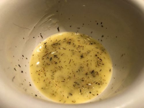 butter sauce with honey, garlic, herbs, and red pepper flakes