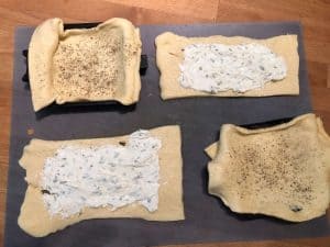 dough with seasonings and cream cheese
