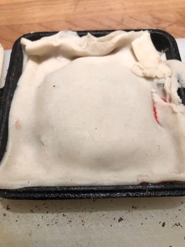 pie crust over filling in pie iron