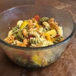 Pasta Salad in a glass bowl